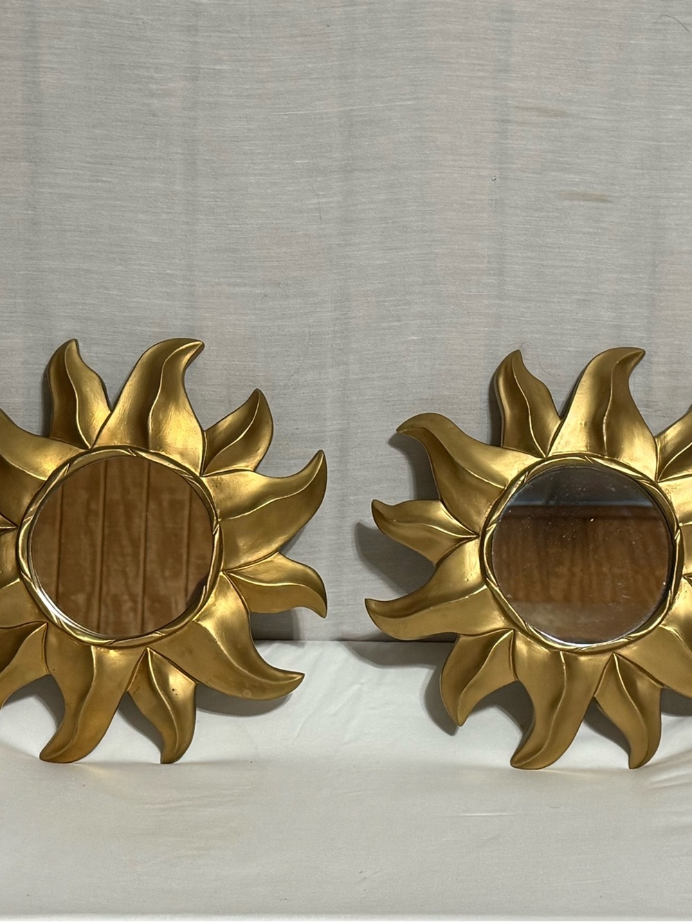 Vintage Pier 1 Imports Gold Sunburst Wall Mirrors Set of 2